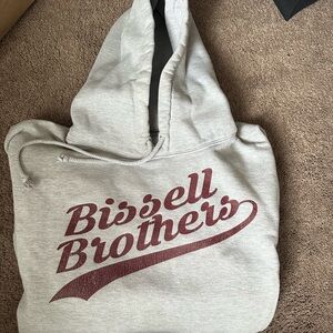 Bissell Brothers Gray Hoodie with Dark Red Text